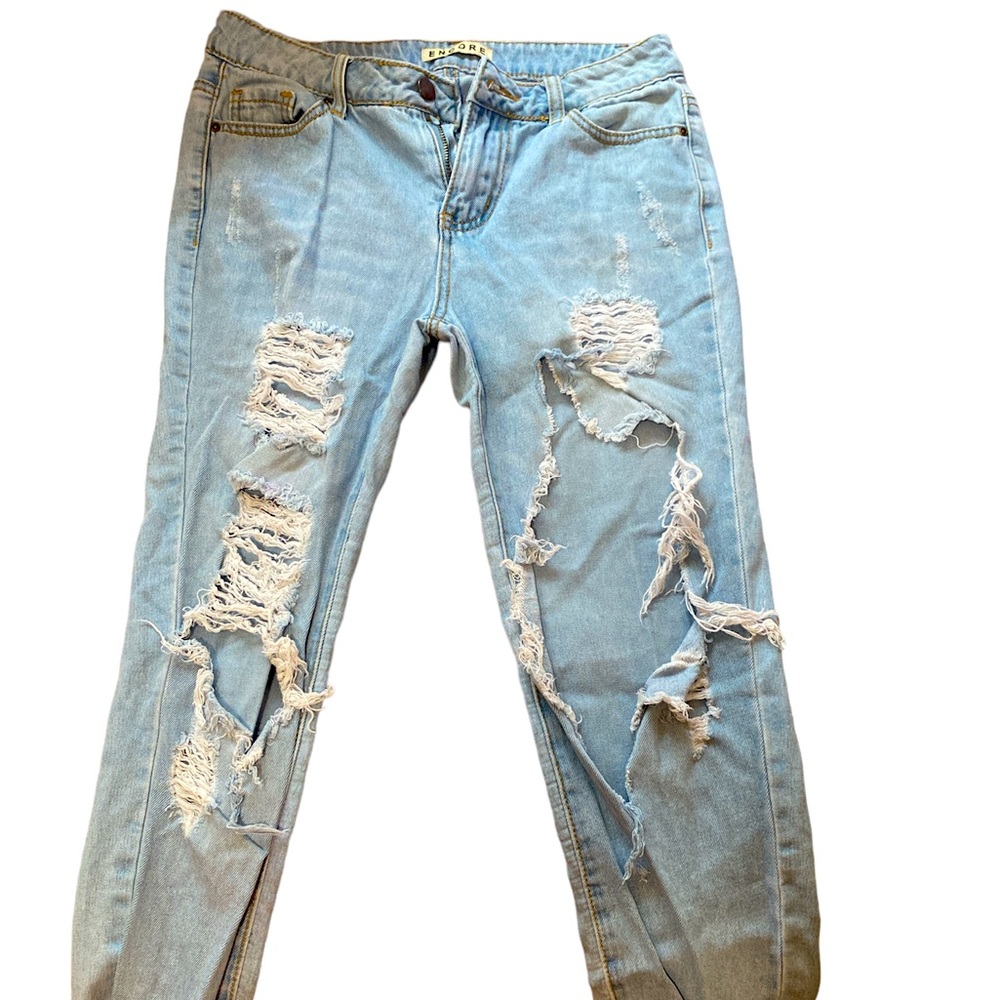 Skinny Blue Jeans With Rips